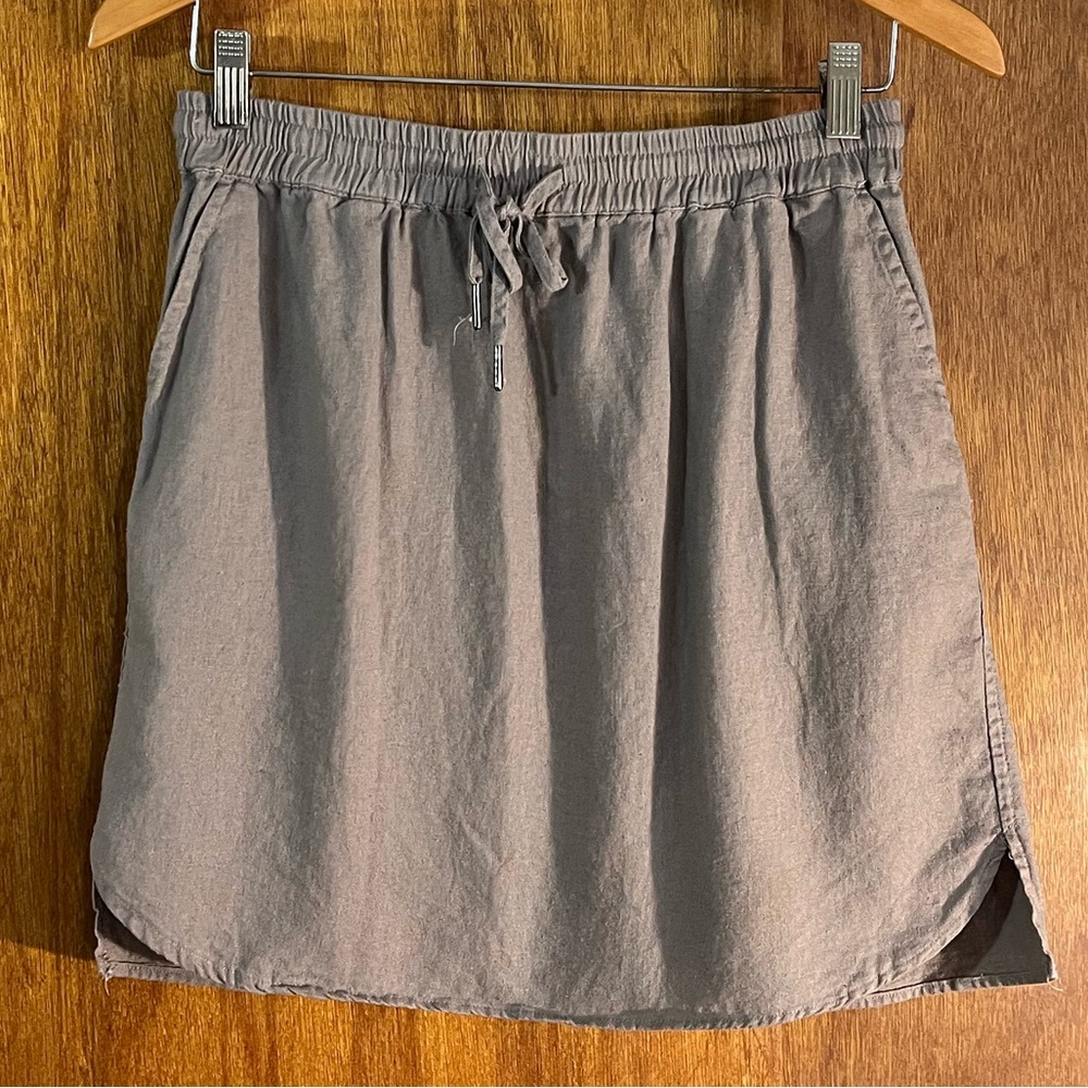 JUST LIVING Linen-Rayon Blend Tan/Mauve Miniskirt Sz S